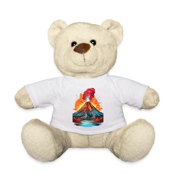 Volcanic eruption with lava flow - Teddy Bear - white - Front