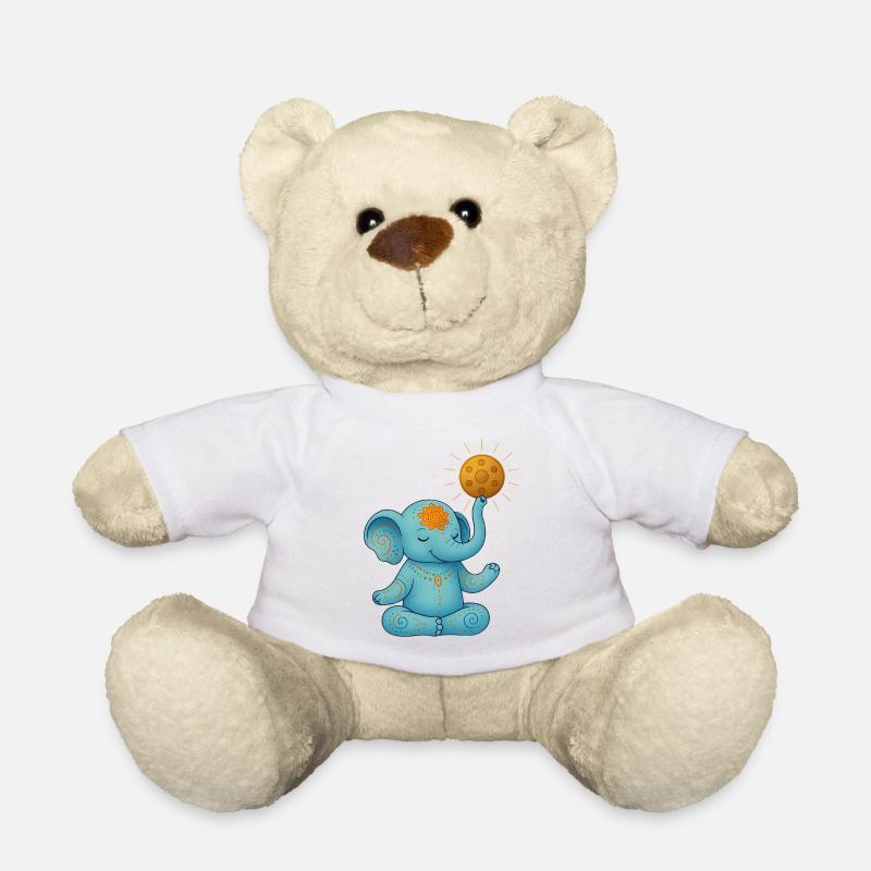 Yoga Elefant mit Handpan Sonne - Teddy - Weiß