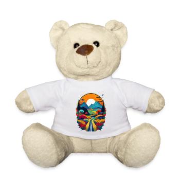 Farbige Berglandschaft mit Sonnenaufgang - Teddy - Weiß - Vorne