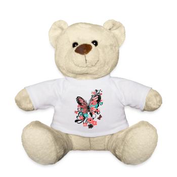 papillon coloré beau art nature - Nounours - blanc - Devant