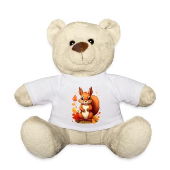 Écureuil mignon en automne - Nounours - blanc - Devant