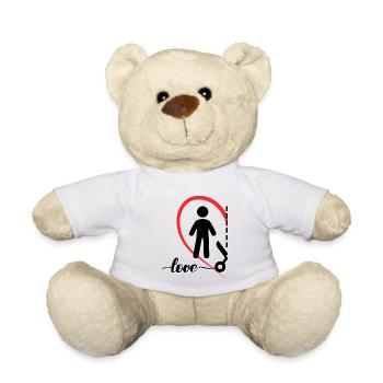 Minimalistisches Liebesdesign Links Halbes Herz - Teddy - Weiß - Vorne