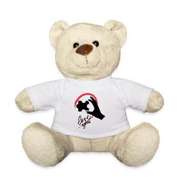 Main tenant un puzzle demi-cœur - Nounours - blanc - Devant