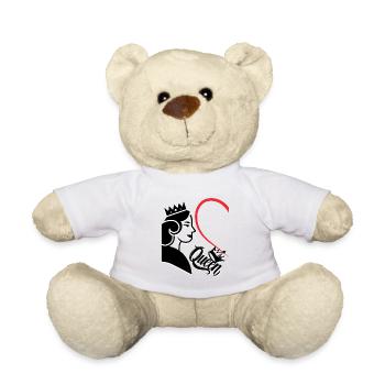 Woman with crown and heart inscription Queen left half - Teddy Bear - white - Front
