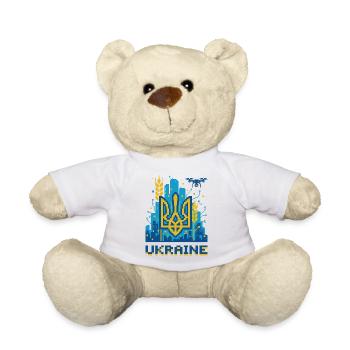 Ukrainischer Dreizack Stadtbild - Teddy - Weiß - Vorne