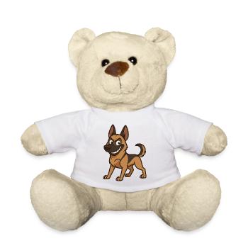 Chien de bande dessinée Malinois coquin - Nounours - blanc - Devant