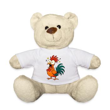 Crazy Rooster – Funny Chicken Cartoon Meme Design - Teddy - Weiß - Vorne