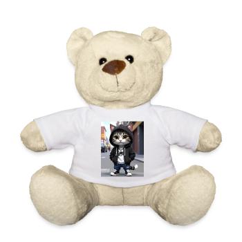 City Cat Kapuzenpullover Streetwear - Teddy - Weiß - Vorne