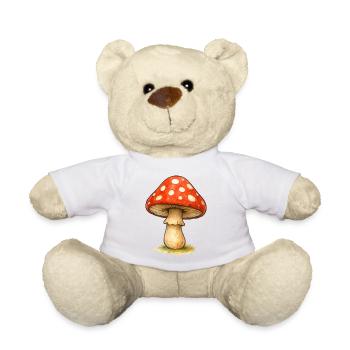 Illustration de champignon rouge - Nounours - blanc - Devant