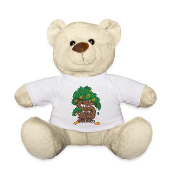 Bonsaï d’arbre à argent avec des feuilles d’argent et une pièce d’or - Nounours - blanc - Devant