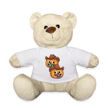 Zwei Kürbis Cowboys mit Schnuller - Teddy - Weiß - Vorne