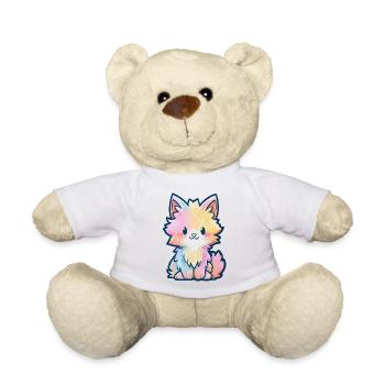 Chaton Fluff Arc-en-ciel Pastel - Nounours - blanc - Devant