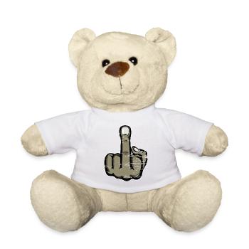 Mittelfinger Stinkefinger Design used - Teddy - Weiß - Vorne