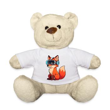 Süßer Fuchs Gamer Cartoon Virtual Reality Zocker - Teddy - Weiß - Vorne