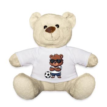 Cute Bear Soccer Player Brown Bear Cartoon Cool - Teddy Bear - white - Front