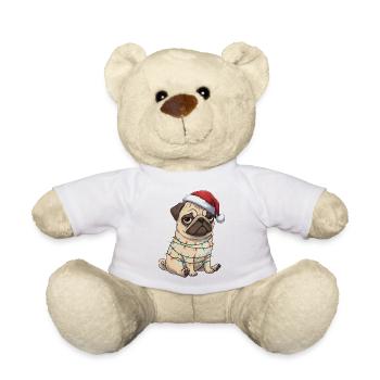 Pug Santa Claus funny clumsy dog Christmas - Teddy Bear - white - Front