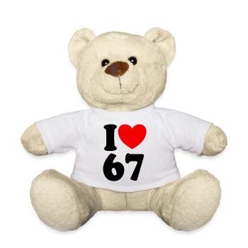 Fun 67 Zahl 6-7 I Herz 6 7 Sechs Sieben - Teddy - Weiß - Vorne