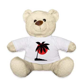 Palm Tree Sunset – Tropical Silhouette - Teddy Bear - white - Front