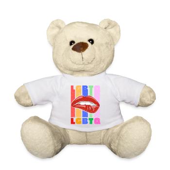 LGBT LGBTQ+ Retro Vintage Bunte Lippen Kunst Stolz - Teddy - Weiß - Vorne