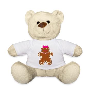 Keksfrau Lebkuchen Frau Weihnachten Advent - Teddy - Weiß - Vorne