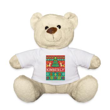 Festlicher Name Kimberly Hässlicher Weihnachtsstil, Weihnachten - Teddy - Weiß - Vorne