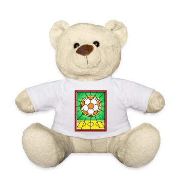 Buntglas-Fußballdesign - Teddy - Weiß - Vorne