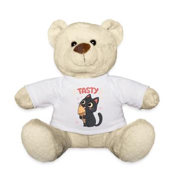 Chat noir gourmand crème glacée - Teddy Bear - white - Front