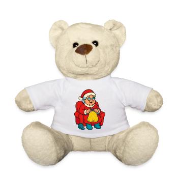 Christmas grandma knitting in the armchair - Teddy Bear - white - Front