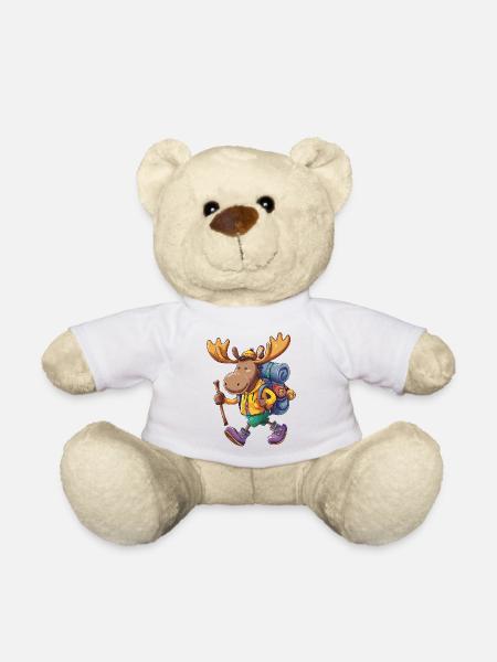 Süßer Elch Wandern Camping Abenteuer Rucksacktourist - Teddy - Weiß
