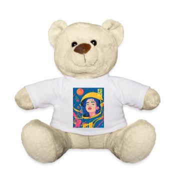 Astronautin im Neon PopArt Stil - Teddy - Weiß - Vorne