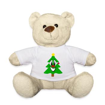 Laughing Christmas Tree Cartoon - Teddy Bear - white - Front