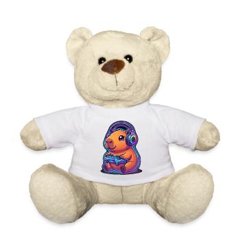 Capybara Gaming Gamer Wasserschwein Zocken - Teddy - Weiß - Vorne