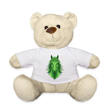 Geometric horse made of green - Teddy Bear - white - Front