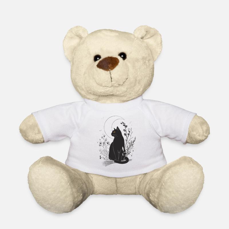 Chat noir au clair de lune - Nounours - blanc
