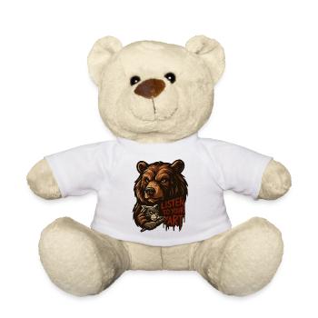 Höre auf deine Kunst: Bär und Katze - Teddy - Weiß - Vorne