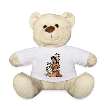 Indische Frau mit Husky-Hund - Teddy - Weiß - Vorne