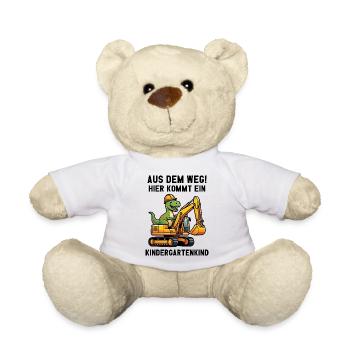 Hier kommt ein Kindergartenkind 2026 Bagger Dino - Teddy - Weiß - Vorne