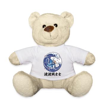 Funny Cat Great Wave off Kanagawa Japanese Art - Teddy Bear - white - Front
