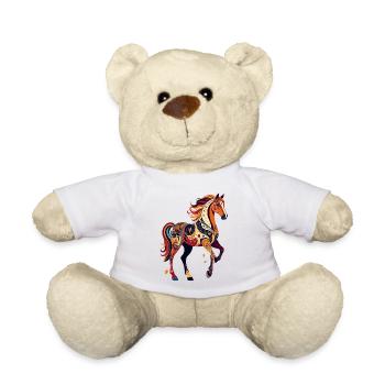 Ornamentpferd bunte Muster abstrakte Pferde Grafik - Teddy - Weiß - Vorne