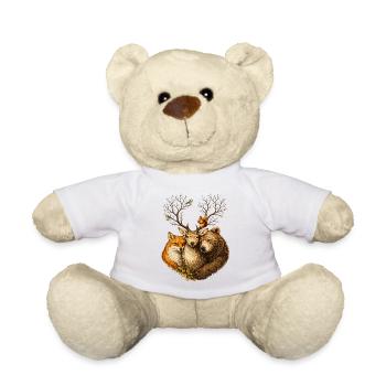 Waldtiere vereint – Hirsch Fuchs Bär Illustration - Teddy - Weiß - Vorne