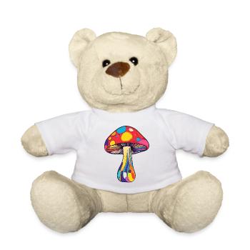 Bunter Fliegenpilz Psychedelischer Regenbogenpilz - Teddy - Weiß - Vorne