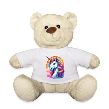 Einhorn mit Regenbogen und Wolken - Teddy - Weiß - Vorne