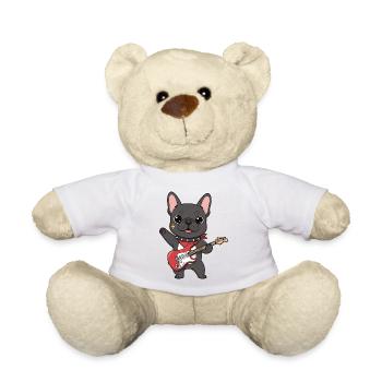 Rocking bulldog with electric guitar - Teddy Bear - white - Front