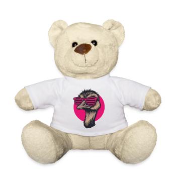 Strauß mit Sonnenbrille, Nandu, Emu - Teddy - Weiß - Vorne