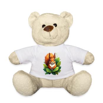 A squirrel between green leaves in the forest - Teddy Bear - white - Front