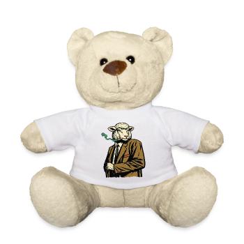 Schaf im Anzug mit Zigarette - Teddy - Weiß - Vorne