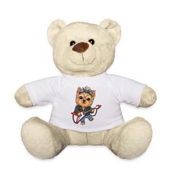 Punk Yorkie with guitar - Teddy Bear - white - Front