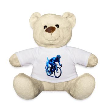 Road cyclist in blue - Teddy Bear - white - Front