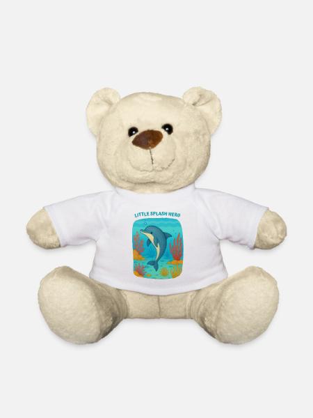 Spritzender Delfin-Held - Teddy - Weiß