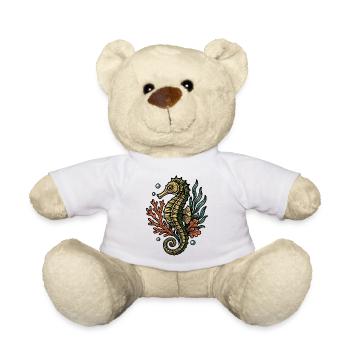 Coloriertes Seepferdchen im Riff - Teddy - Weiß - Vorne